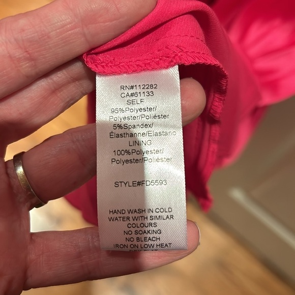 ๐ NWT ADELYN RAE Cher pleated cut out midi pink satin dress Lrg - Picture 7 of 8